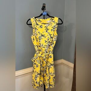 Jones Studio Yellow Floral Midi Dress